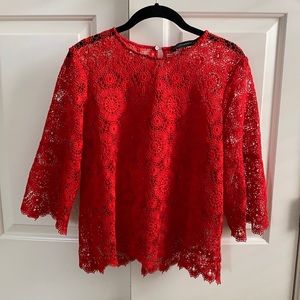 Red Crochet Lace Top